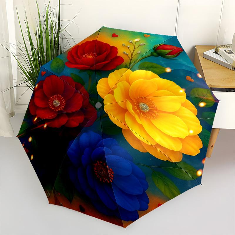 

1pc Colorful Floral Bouquet Automatic Open/Close Umbrella - Portable Collapsible Umbrella with 8-Rib Stability, Fashion Lovers yy251017094