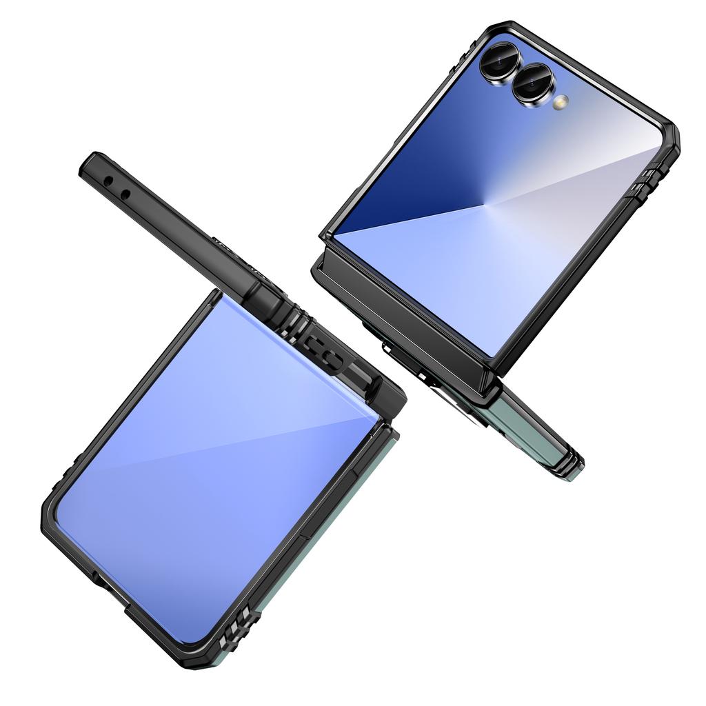 For Samsung Galaxy Z Flip7 5G Case Kickstand Slide Lens Lid PC+TPU Drop