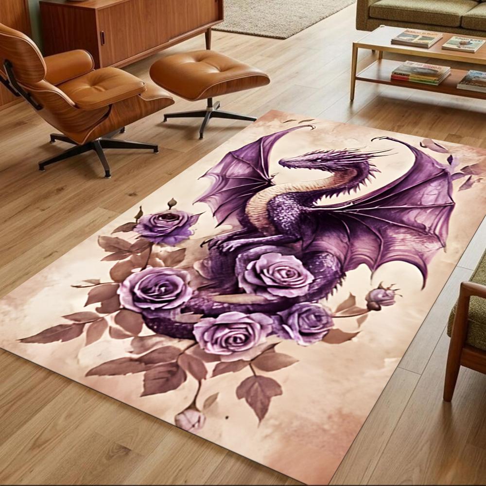 Mystic Dragon In Storm Non-Slip Home Carpet Design for Office Decor Living Room Bedroom Gift