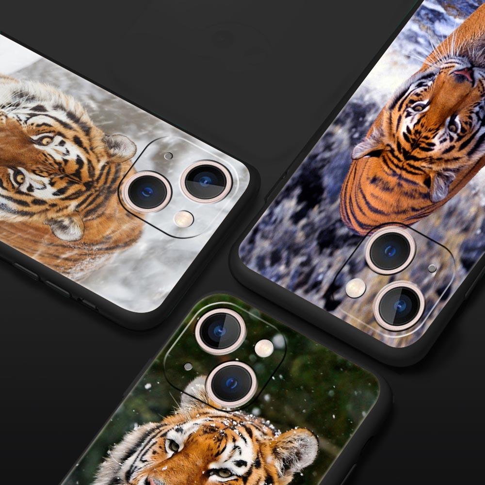 Tiger Leopard Fashion Phone Case For iPhone 17 16 15 Pro Max 11 12 13 14 7 8 Plus SE 2020 X XR XS Cover Soft Black