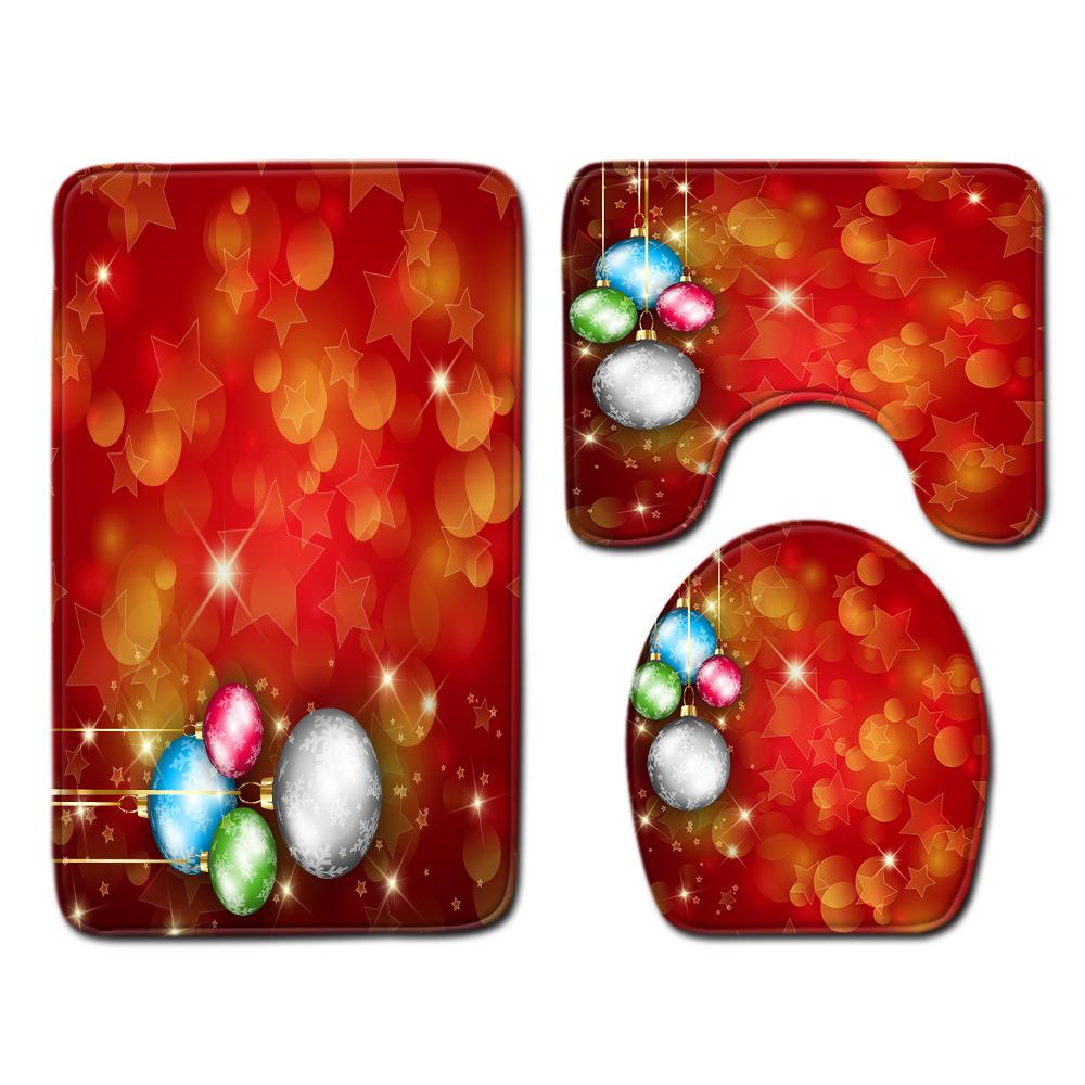 Christmas Bathroom Floor Mat Toilet Three-Piece Set
