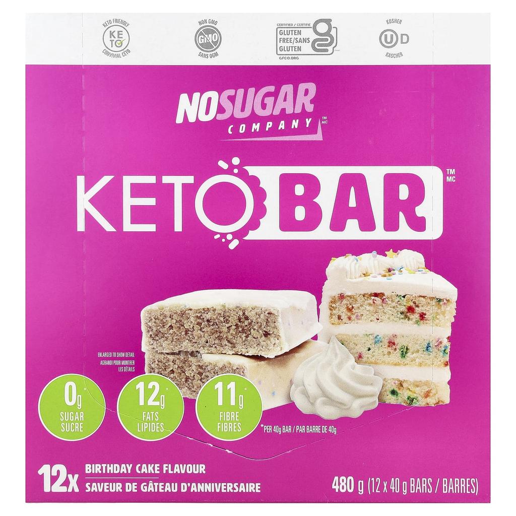 Keto Bar™, Birthday Cake, 12 Pieces, 40G Each