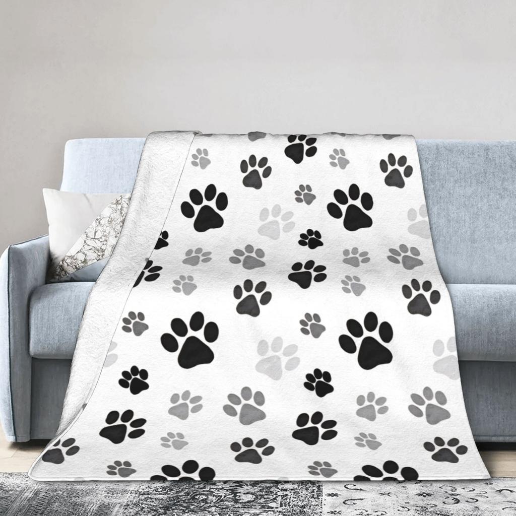 Dog Paw Print and Bone Blanket Quality Soft Throw Blanket Winter Girls Boys Home Decor Pattern Bedspread