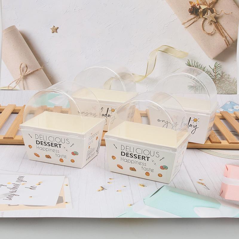 10Pcs Sandwich Burger Wrapping Packaging Box Toast Bread Oilproof Holder With Lid Take Out Box Pastry Tray Bakery Party Gift