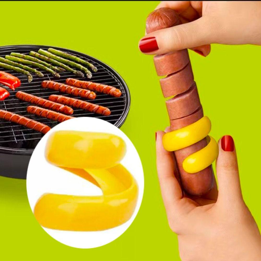 2pcs Spiral Hot Dog Slicer Plastic Hot Dog Mold Household Sausage Cutter BBQ