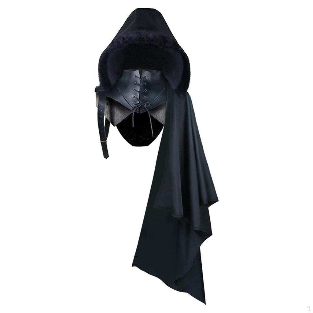 Strap Cloak Costume Single Shoulder Retro Adult Punk Hooded Medieval