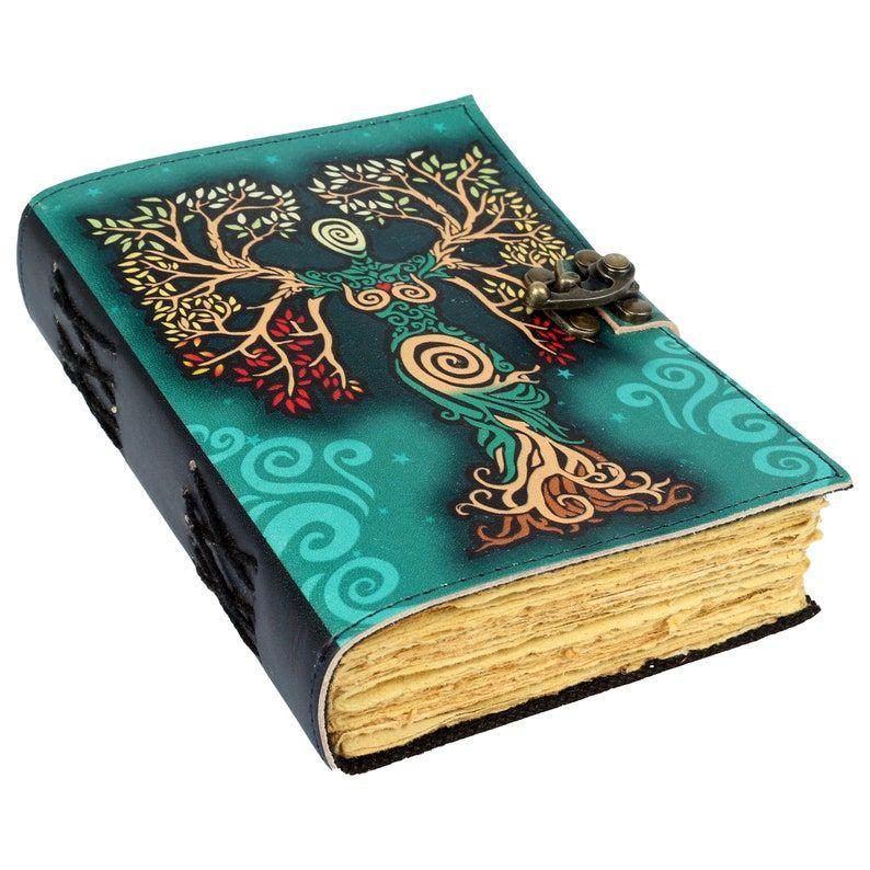 Livro de feitiços de sombras diário em branco mãe da terra colorido borda irregular papel vintage couro diário caderno sem linhas diário 7x5 polegadas