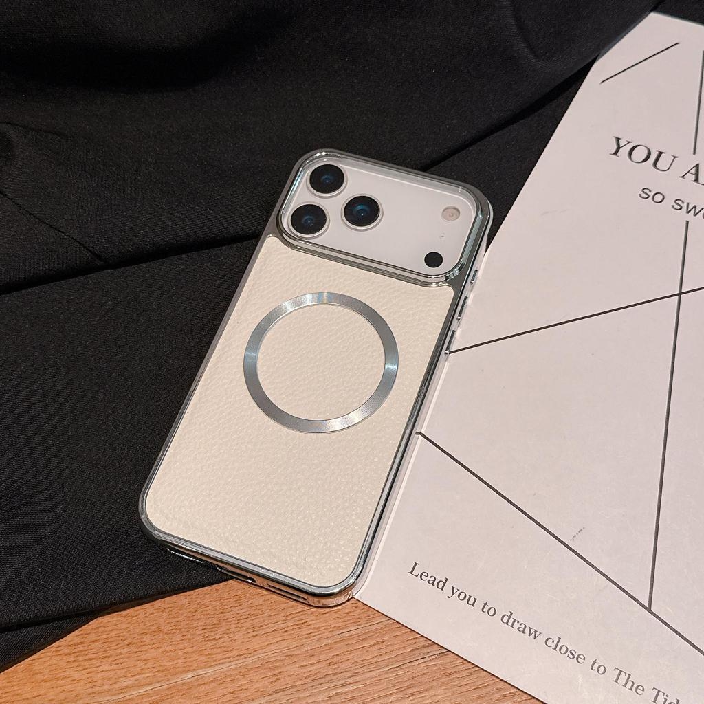Lychee Pattern Electroplated Magnetic Case for iPhone 17 and 16