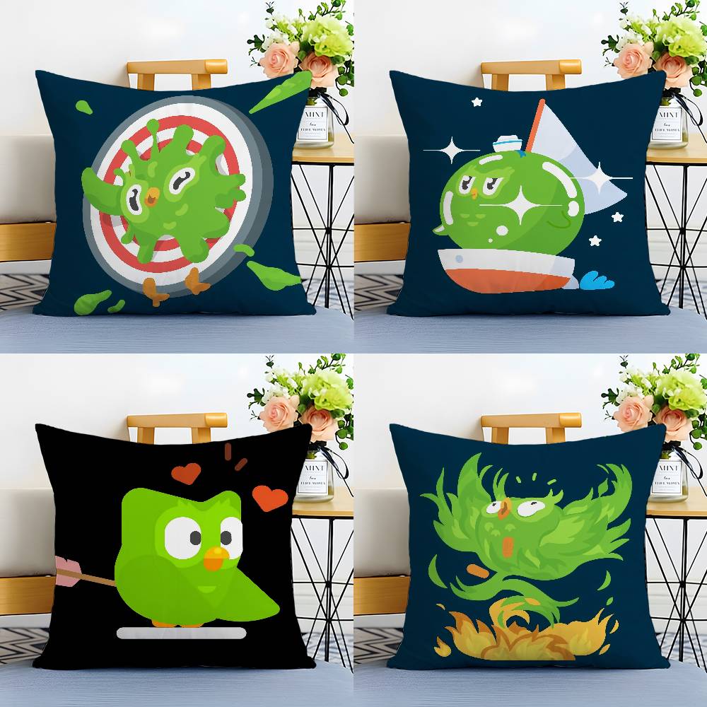 Cute Cartoon D-Duolingos Pillow Case Silky elegant Comfort Sofa Bed Invisible zipper Beach pillowcase