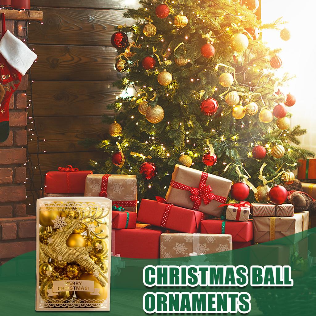 30 Pack Christmas Glitter Balls Shatterproof Hanging Ornaments for Xmas Tree