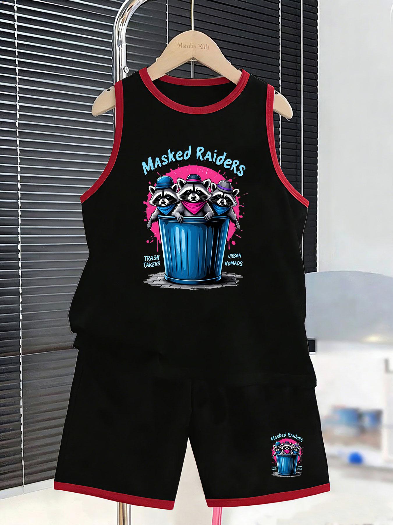 Boys’ raccoon cartoon 2-piece set. Soft breathable material, fun prints, perfect for daily & school wear. 2-3Y чёрный