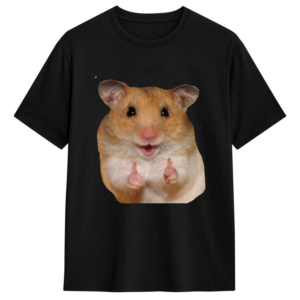 Cute Hamster MeMe T Shirts for Unisex Cotton Funny TShirt Crewneck Tee Shirt Short Sleeve Tops New Arrival