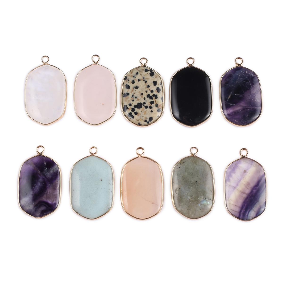 

1 шт., разные цвета, натуральный полудрагоценный камень, хрустальный кулон, прямоугольные подвески для изготовления ювелирных изделий, аксессуары для ожерелья «сделай сам», 35x21x4 мм