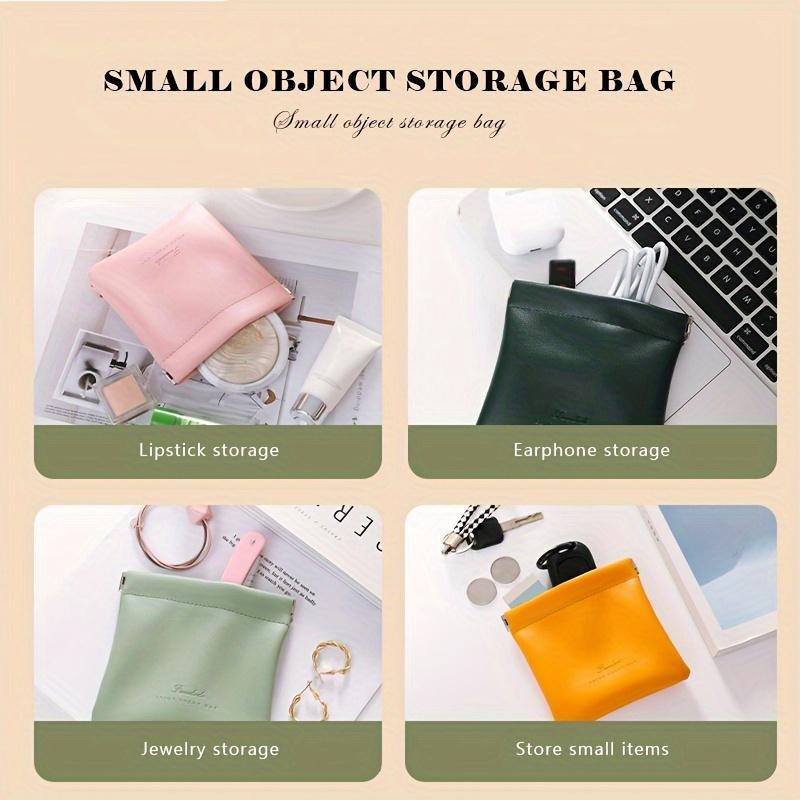 Makeup Bag for Women, Portable Lipstick Storage Bag, Mini Faux Leather Coin Squeeze Wallet, Solid Color Cash Bag