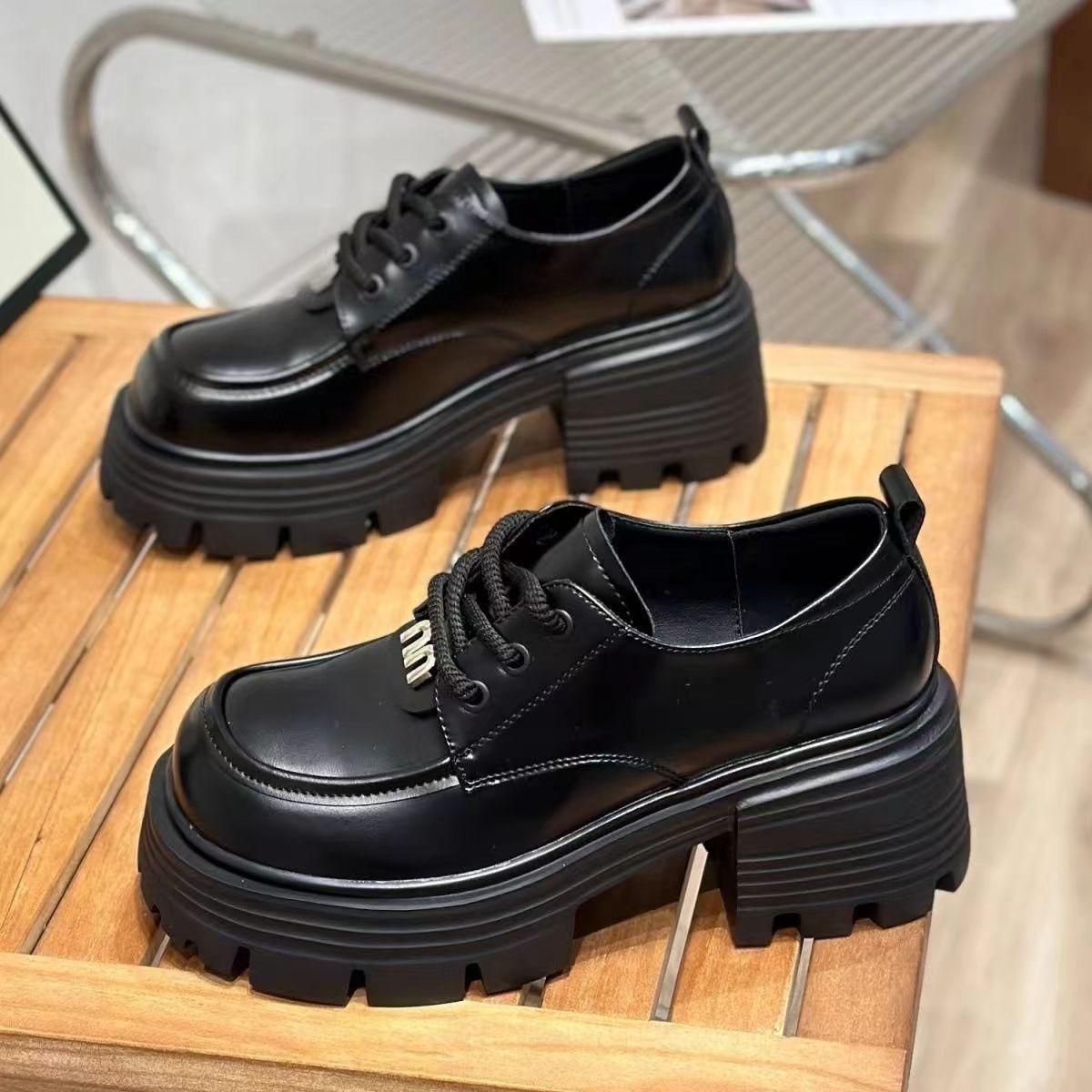 

Height-Boosting Lightweight Fleece-Lined Leather Platform Loafers 35