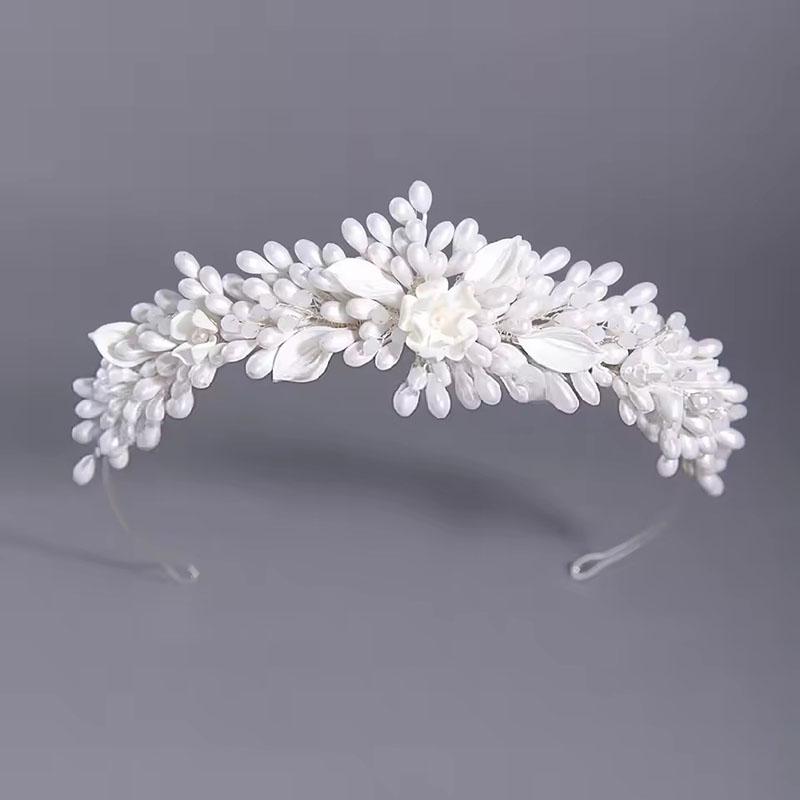 

SLBRIDAL Ручная работа Ins Роскошные Стразы Кристаллы Цветы из Полимерной Глины Жемчуг Свадебная Тиара Свадебная Корона Женская Детская Украшения для Волос