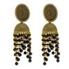 Women's Traditonal Indian Antique Gold Plated Black Meenakari, Pearls Jhumka Earrings