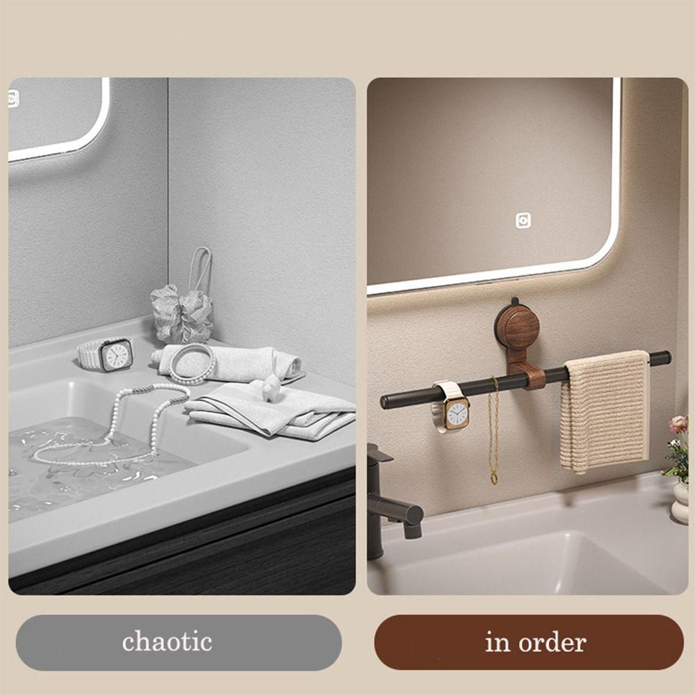 Ořechové dřevo Retro styl Držák na ručníky Vesmírný hliník Přísavka Přísavný držák Držák na ručníky Bez nutnosti vrtání otvorů Střední Starobylý styl