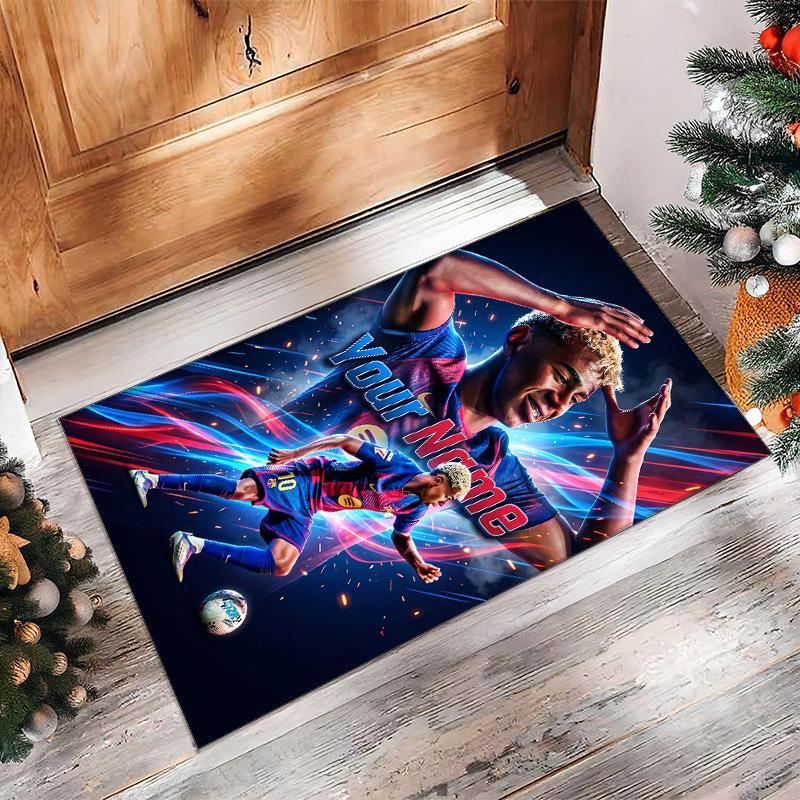 Lamine Yamal Printed Crystal Velvet Rug Non‑Slip Crystal Velvet Carpet For Sofa Bedroom Indoor Home Decoration