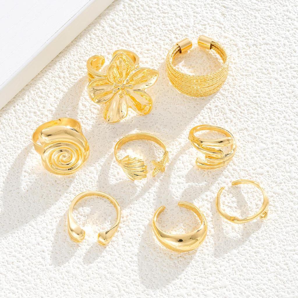 Anillo Vintage de Diseño Suave de Concha de Flor Juego de Anillos Moda Elegante Bohemio Estrella de Mar Anillo Personalizado Fiesta Vacaciones Uso Diario Joyería