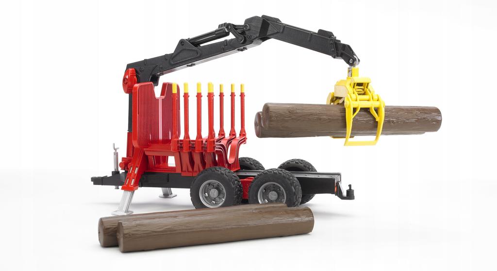 Trailer with crane, 4 logs and grab BRUDER 02252 Profi series 1:16