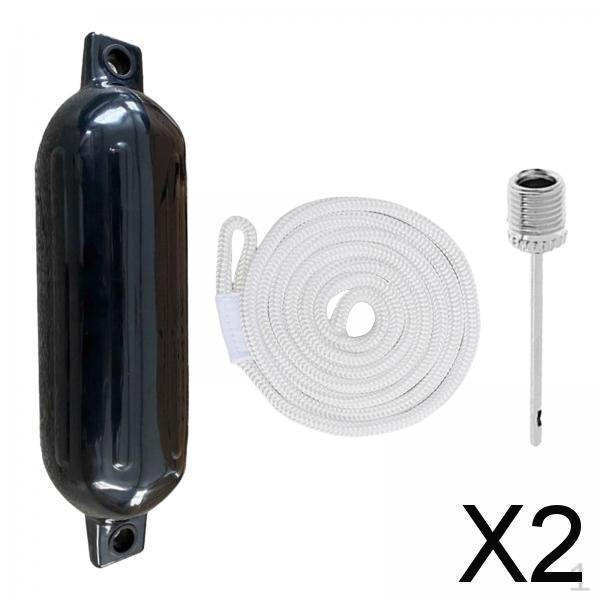Heavy-Duty Marine Docking Fenders for Different Watercraft , Black White Rope, 2