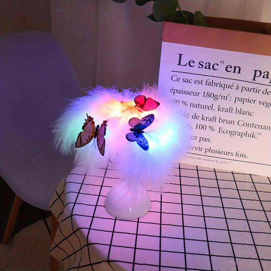 LED Warm Small Table Lamp Nordic Romantic Feather Table Lamp Wedding Room Girl Bedroom Decor Bedside Night Lights Reading Lights
