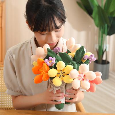 Girl Holding Bouquet Doll Plush Toy Flower Pot Bouquet Pendant Girl Bag Keychain Doll