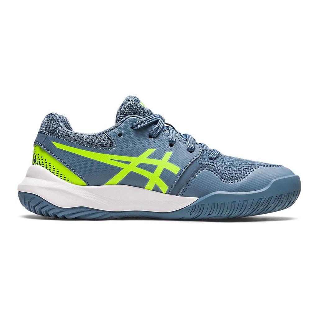 Asics Gel Resolution 9 GS Steel Blue Hazard Green Kids Sneakers 1044A067-400