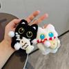 Popular Squeak Cute Hug Little Fish Big Eyes Black Cat White Cat Pendant Plush Doll Pendant Keychain Perfect Gift