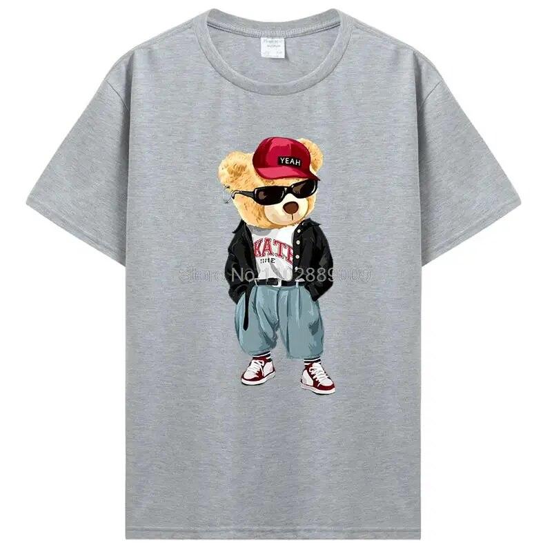 Herrmode Teddybjörn T-shirt Ren bomull Toppar T-shirt Roliga unisex-tröjor Sommar Oversized kvinnlig T-shirt Harajuku Streetwear