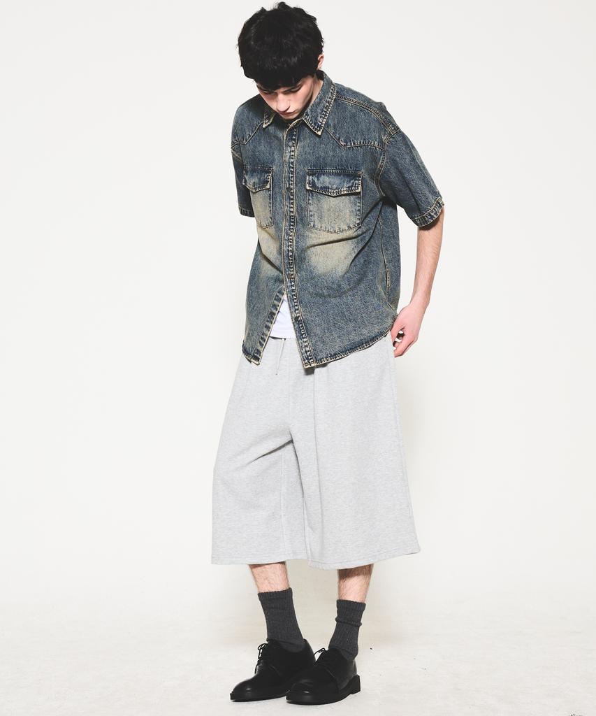 Eonoideu Single-Pleat Bermuda Sweat Shorts Lq7Pu491_Melange Grey
