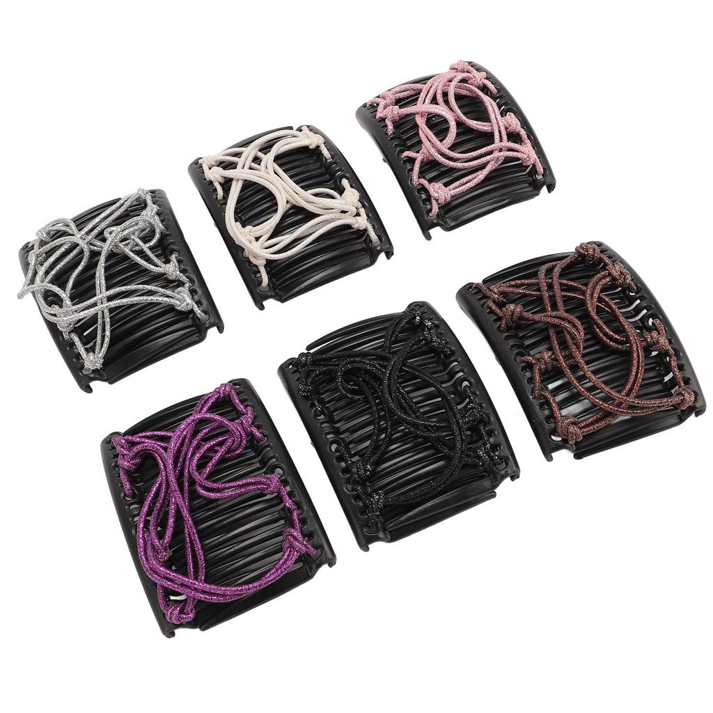 6 kusů Magické hřebeny do vlasů pro ženy Doplňky Pružný dvojitý hřeben Nastavitelné elastické sponky do vlasů