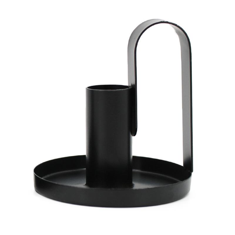 European Style Black & White Wrought Iron Candle Holder, Minimalist Luxury Teacup Design, Single Head, Multi-use Retro Candlestick.