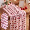 Summer Table Overlay Sheer Tulle Runner, Strawberry Cherry Lemon Pattern, Anniversary Runner Overlay, Seasonal Fruit for Birthday Party Wedding Decor