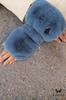 Aster-Mittens, Fingerless Gloves, Eco Fur, Soft Like Chinchilla, Jeans Color