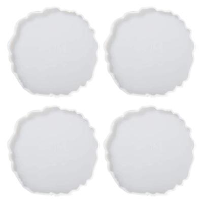 4 Pcs/Set Jewelry Decorative Making Epoxy Mould Geometry Mug Pad Resin Casting Silicone Mold Crystal Agate Coaster Mold