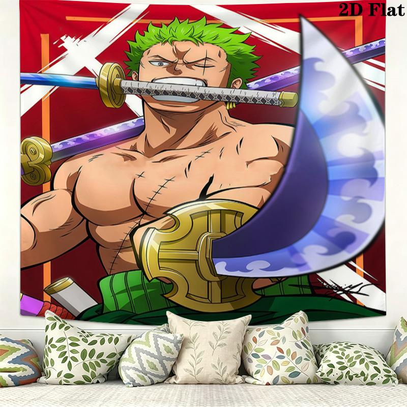 One Piece Roronoa Zoro Wall Tapestry Aesthetic Wall Hanging Printed Fabric Blanket Decorative Tapestries For Bedroom Living Room Home Decor