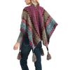 Shawl Wraps for Women Boho Knit Poncho Ladies Rainbow Casual Loose Striped Fringe Blanket Scarf