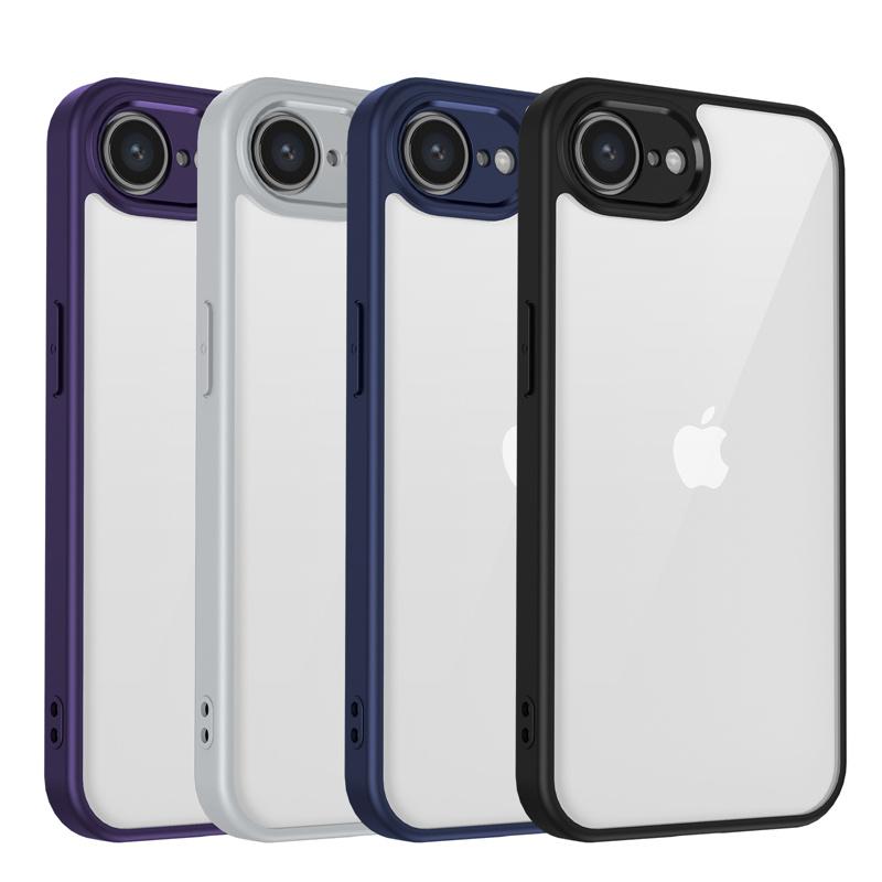 For iPhone 16E SE4 2025 Case Plating Silicone Bumper Shockproof Clear Back Cover Hard Phone Case for Apple iPhone 16E Iphone16E