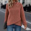Women's Fashionable Solid Color Round Neck Long Sleeved Pullover Zipper Warm Casual Loose Sweatshirt Top