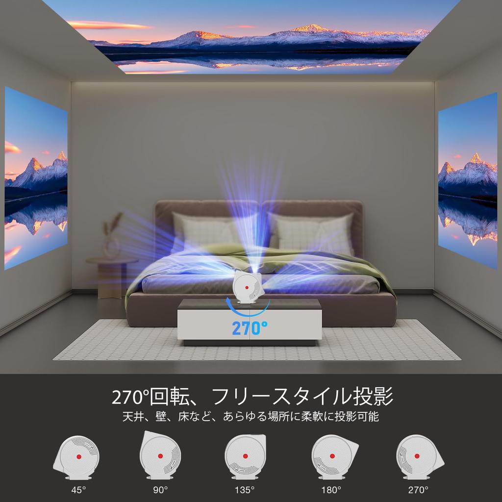 EGOBAS 4K Deckenprojektor mit und automatischer Trapezkorrektur Hohe Helligkeit 400 Android 1080P Mobiler Projektor für Zuhause 5G Zoom Kurz Kompatibel mit TV