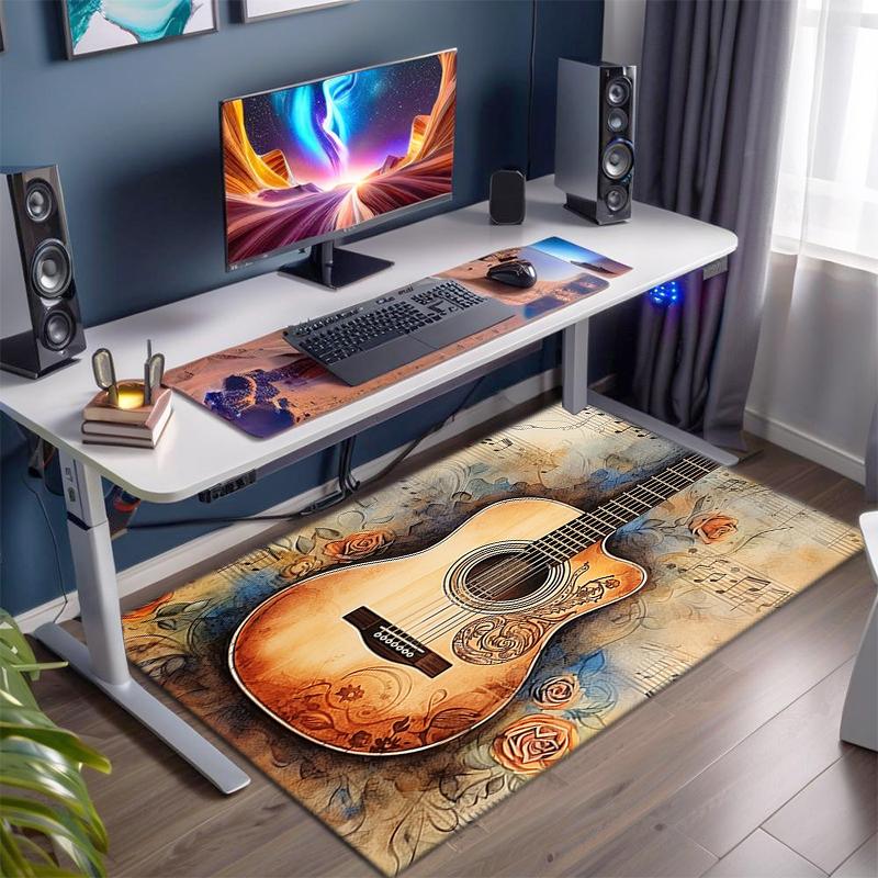 1Pc Musical Elements Printed Circular Carpet, Home Door Mat, Outdoor Travel Protection Carpet A8