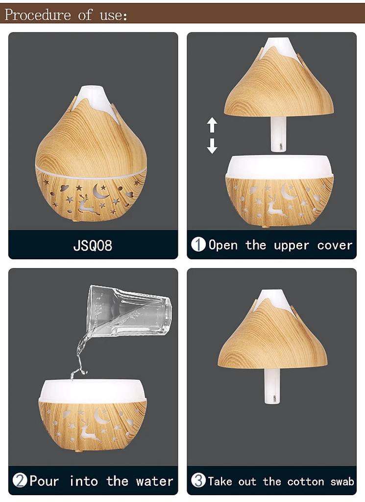 USB Ultrasonic Cool Mist Sprayer Essential Oil Fragrance 200ml Mini Home Wood Grain Air Humidifier Electric Air Aroma Diffuser