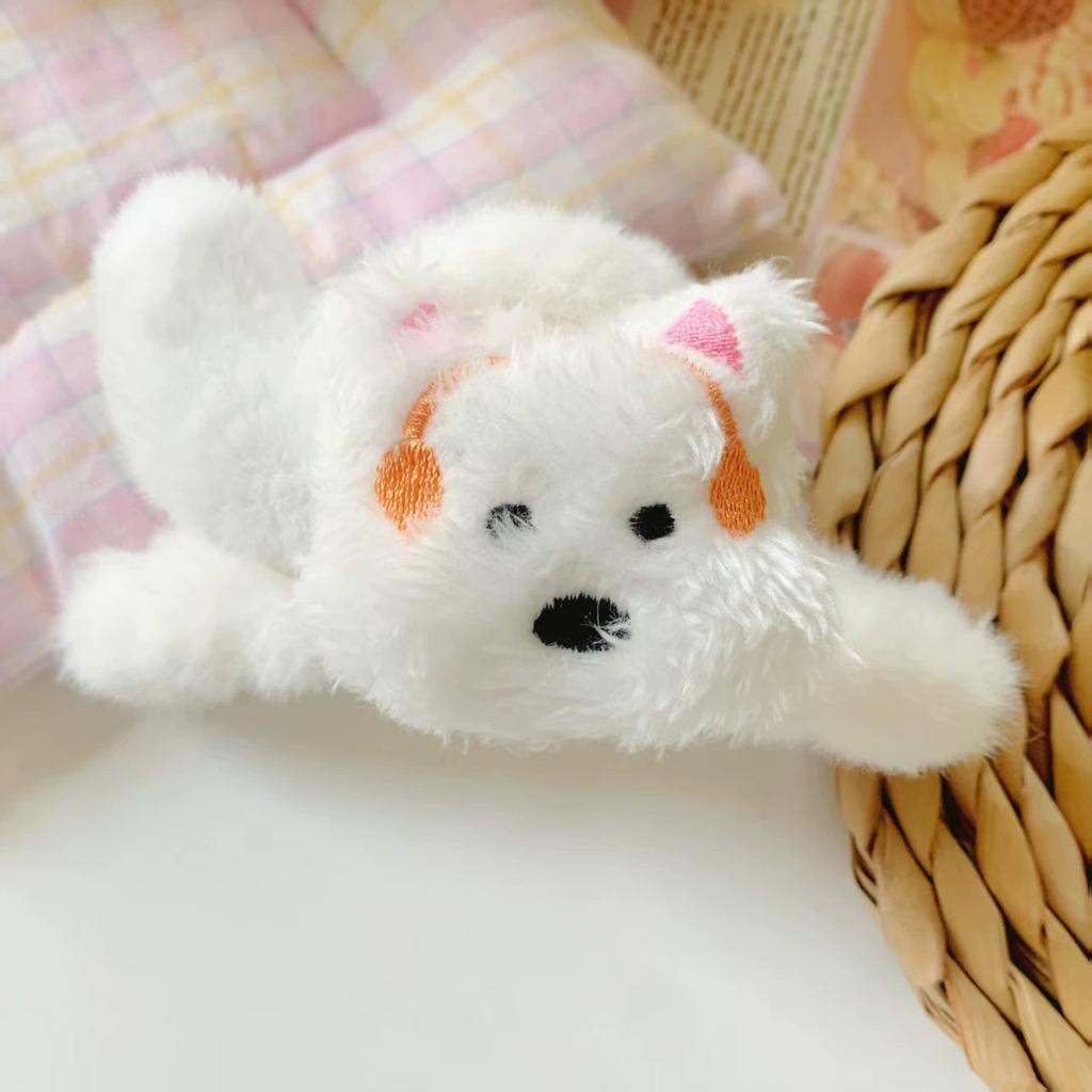 Cartoon cute puppy plush grab clip female disc hair back head hairpin large shark clip headdress