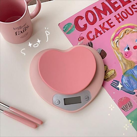Kitchen Digital Scale with Heart Weighing Pan LCD Display High Precision Baking Food Scale USB Charging Weight Measuring Electronic Scale
