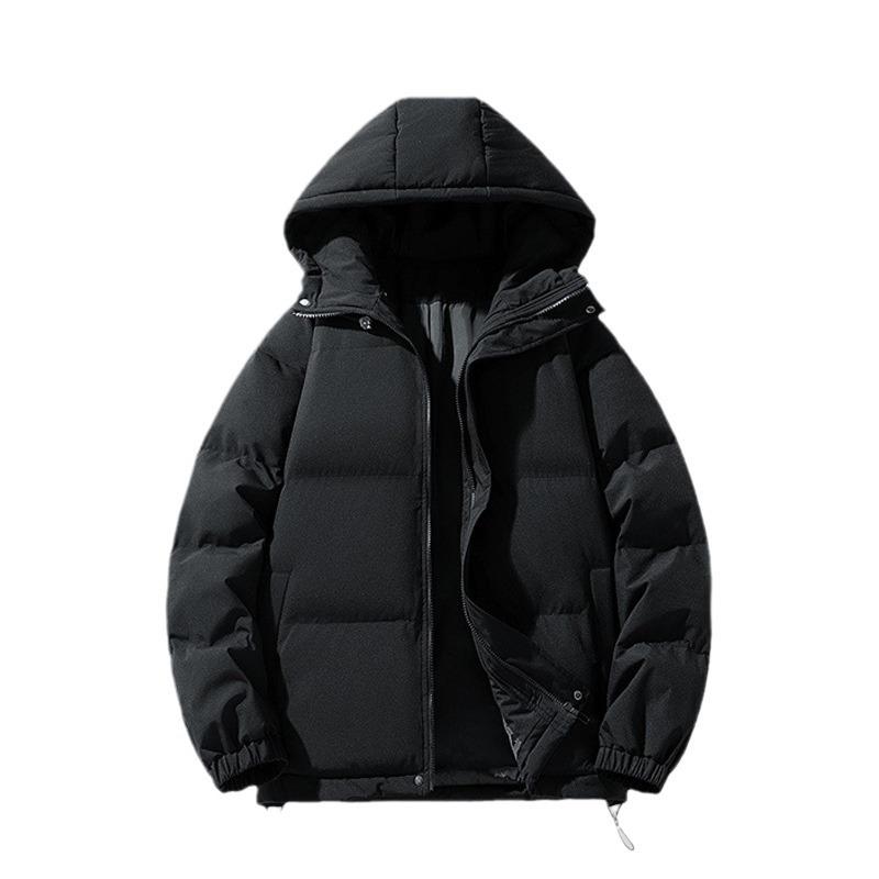 Cotton Clothing Men and Women with The Same Paragraph Winter Loose Hooded Cotton Jacket Thickened Couple Solid Color Cotton Coat