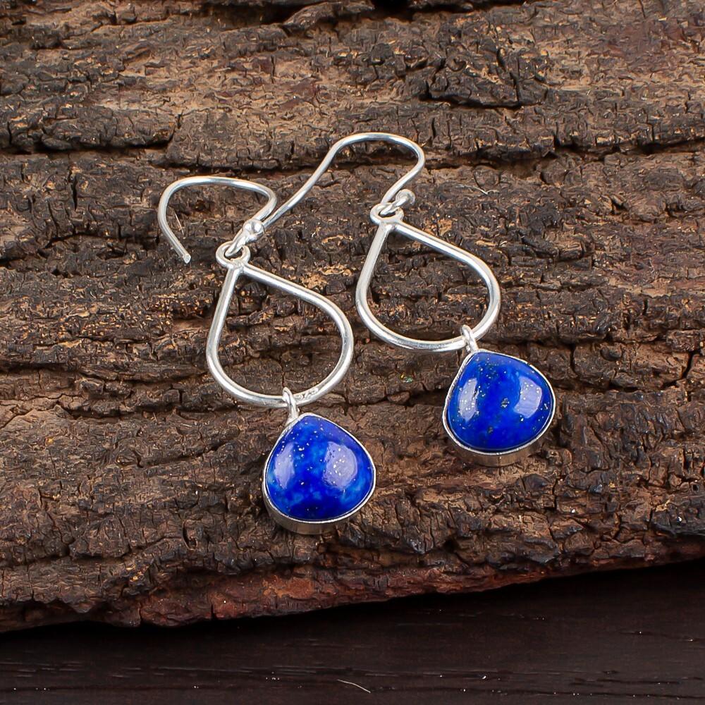 

Лазурит Драгоценный камень 925 Стерлинговое серебро Ювелирные изделия Ручной работы Свадебные серьги 1,90 EE-19-25