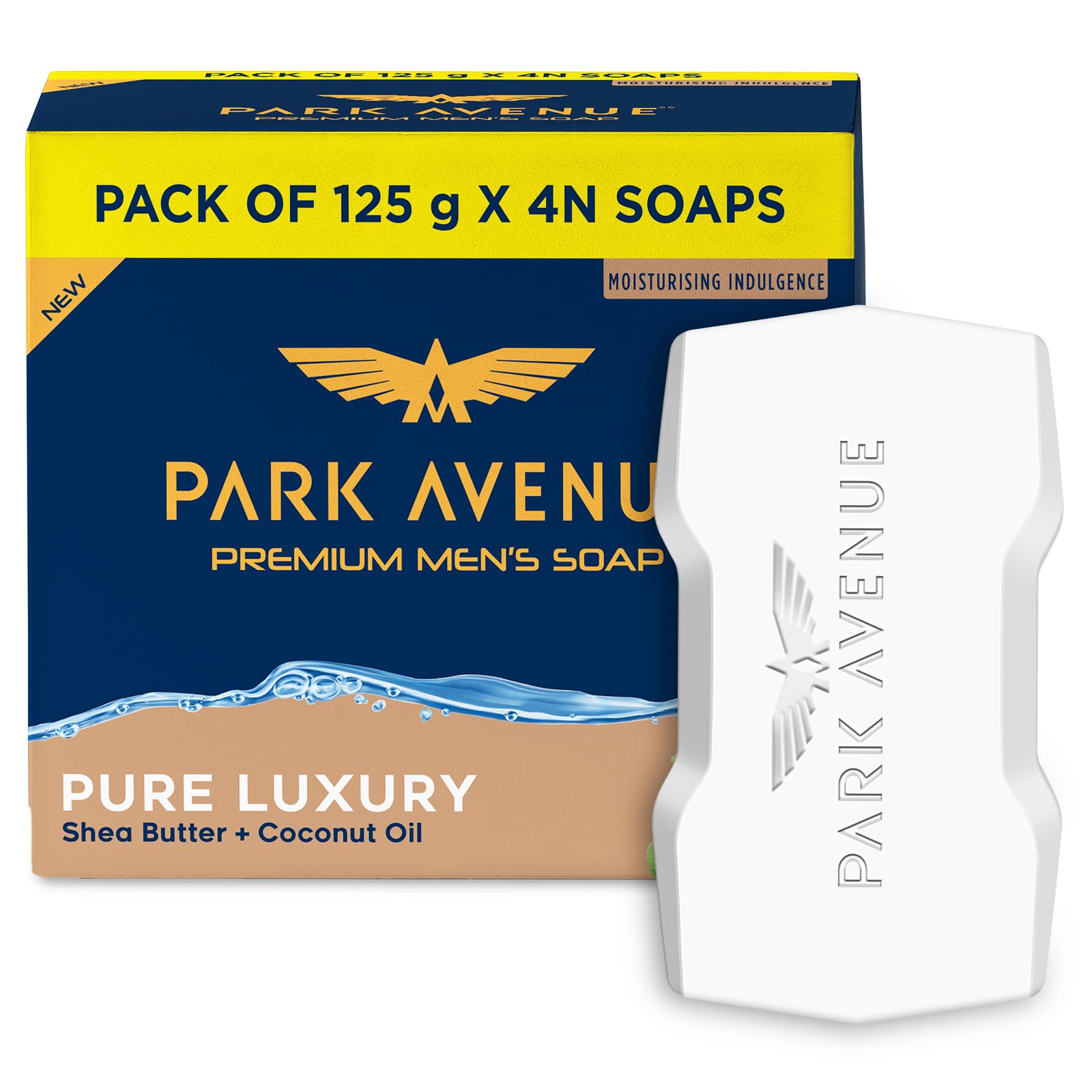 

Park Avenue Premium Men’s Soaps for Bath - Pure Luxury | 125g (Pack of 4) | Enriched with Shea Butter & Coconut Oil | Grade 1 Soap | For All Skin Type