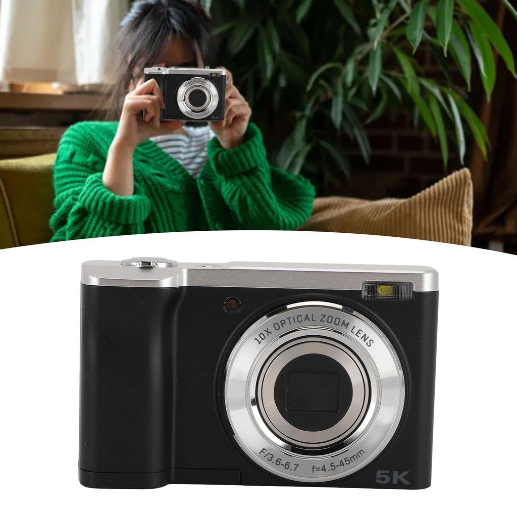 5K Digital Camera for Photography 10x Optical Zoom Retractable Lens 16MP Front 12MP Rear 6 Axis Anti
